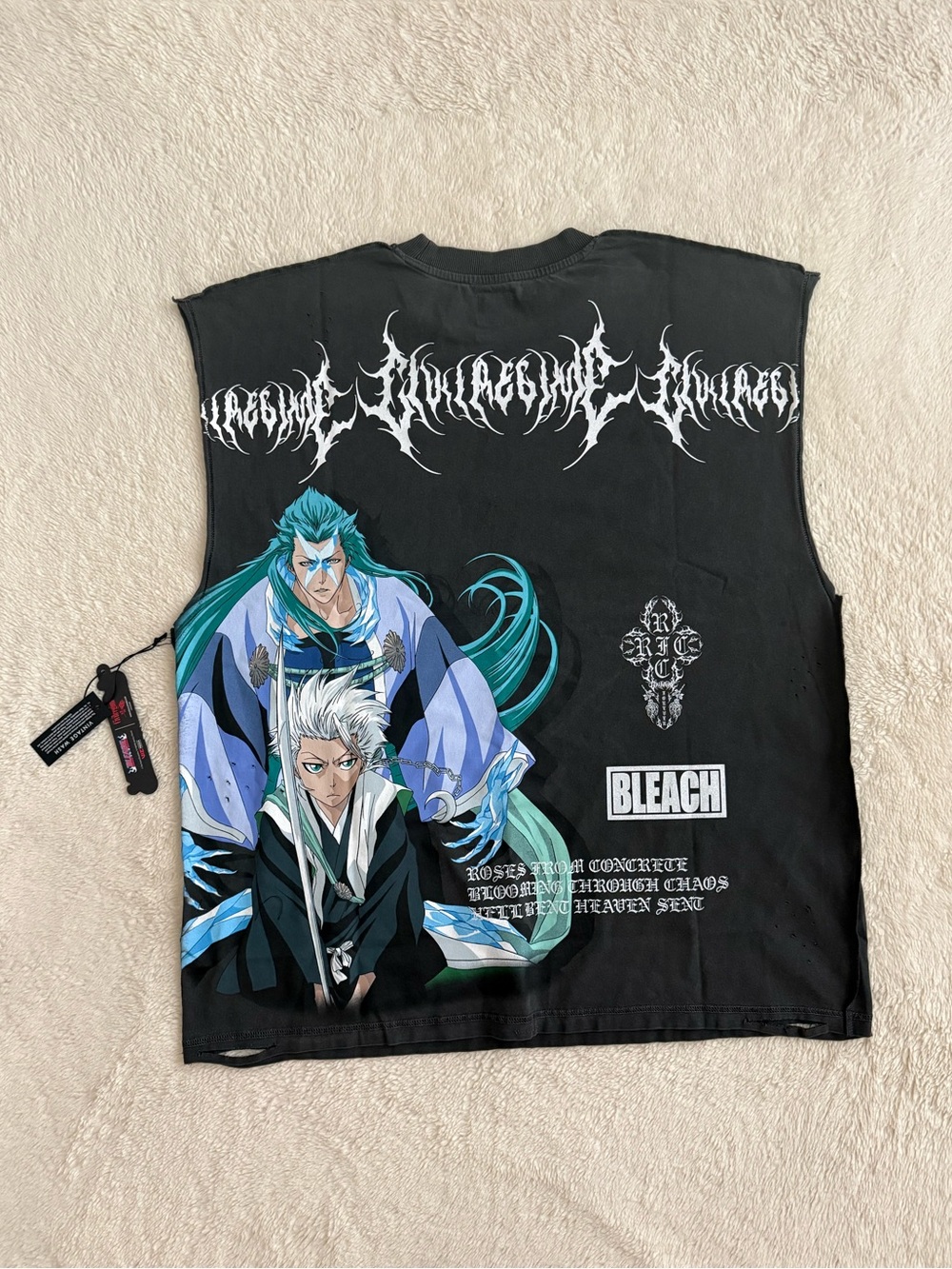 Civil Regime x Bleach T-Shirt, Reaper Blooming, Muscle Tee, Distressed, NWT